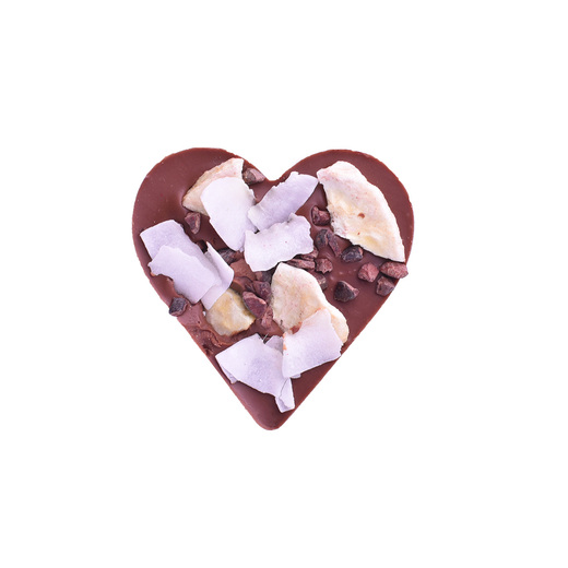 Mléčné srdce malé s kokosem, kakaovými boby a sušeným banánem